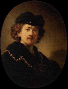 Self portrait Wearing a Toque and a Gold Chain Rembrandt Peale